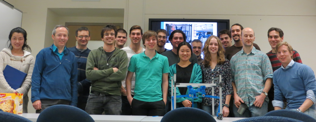 The staff and students of the Laval University Robotics Laboratory, as present during Teun's final presentation on 19 December 2014.